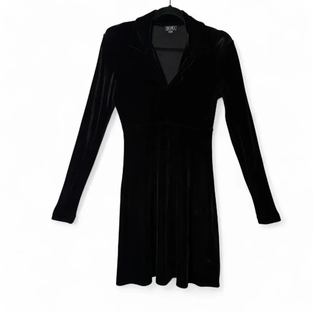 bcbg black velvet dress Long Sleeve Halter Velvet Gown Black / 0
